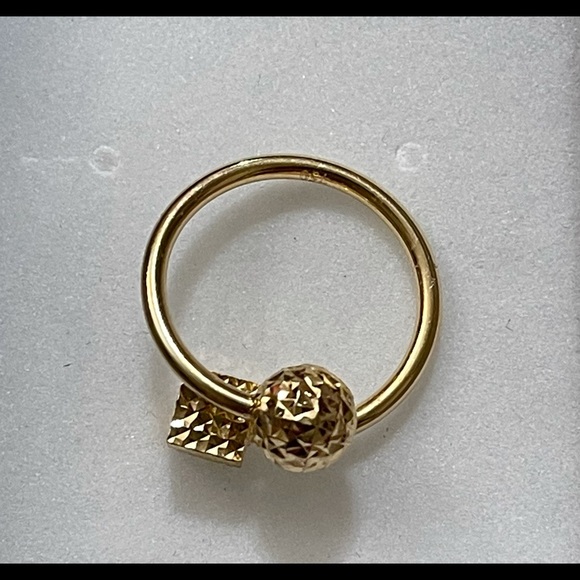 18k Real Saudi Gold Ring Suare and Ball Sz 5 - Picture 2 of 8